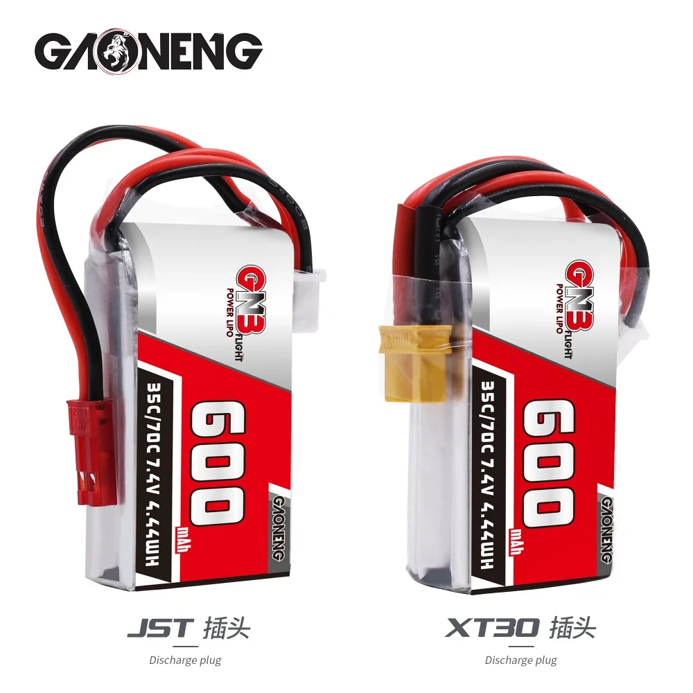 2 шт Gaoneng 600mAh 2S 7,4 V 35C/70C Lipo аккумулятор с разъемом JST/XT30 для DYS FPV гоночный Дрон 4 оси RC Дрон FPV гоночный Дрон