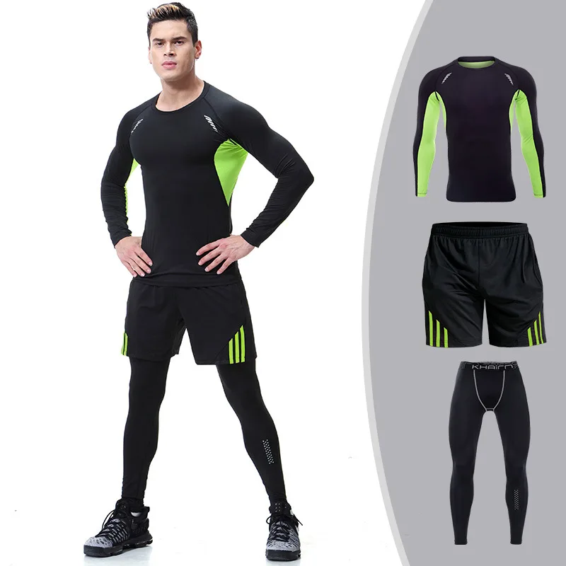 

Spring Men Sportswear Tracksuit Long Sleeve Tshirt Sweatshirt+legging+pant Running Jogger Exercise Workout Outfit Set Sport Suit