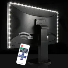 Светодиодный светильник для шкафа 5 в постоянного тока с регулируемой яркостью СВЕТОДИОДНАЯ лента SMD 2835 водонепроницаемая гибкая ТВ ПК подсветка кухонная Светодиодная лампа с радиочастотным пультом