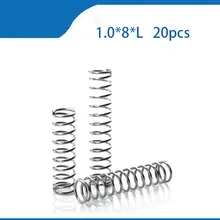 Пружина 20 шт 1,0*8* L 304 из нержавеющей стали Пружина сжатия некоррозионная Натяжная пружина поверхностного пассива пружины растяжения