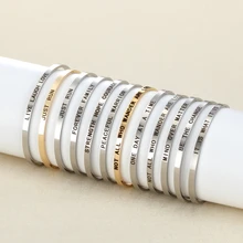 Inspirada Pulseras Encantos de Acero Inoxidable “Forever Familia” Grabado Brazalete de Apertura Pulseras y Brazaletes Mujeres Hombres Pulsera