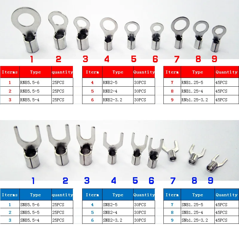 Skup FreeShipping 600 sztuk zestaw 18 typ zimny nagi terminal pierścień widelec typu U terminale zestaw asortymentowy złącze przewodu kablowego Cri