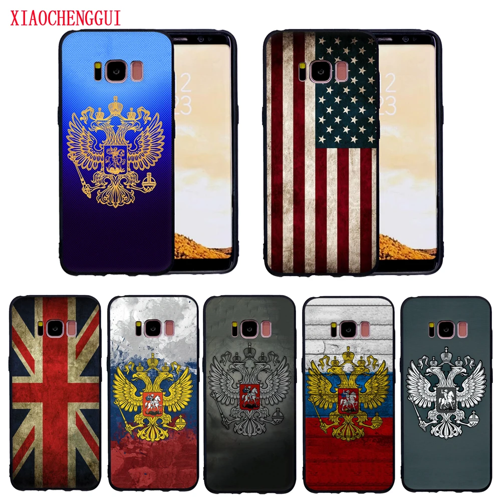 Для Samsung Galaxy S7 чехол Россия США Флаг Великобритании для S8 S9 S9Plus S6 S6E S7E Мягкий