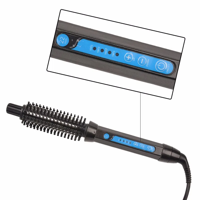  2 In 1 Multifunction Hair Curler Straightener Hair Curling Brush Styling Tool Curling Iron Round Br