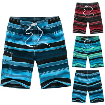 

Mens Pant Men's Casual Striped Printing Beach Pocket Surfing Swimming Loose Pants