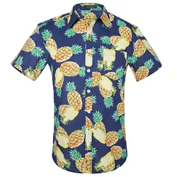 Модные Regular Fit Для мужчин s хлопок короткий рукав гавайская рубашка летние Повседневное цветочные рубашки Для мужчин плюс Размеры S-2XL отпуск