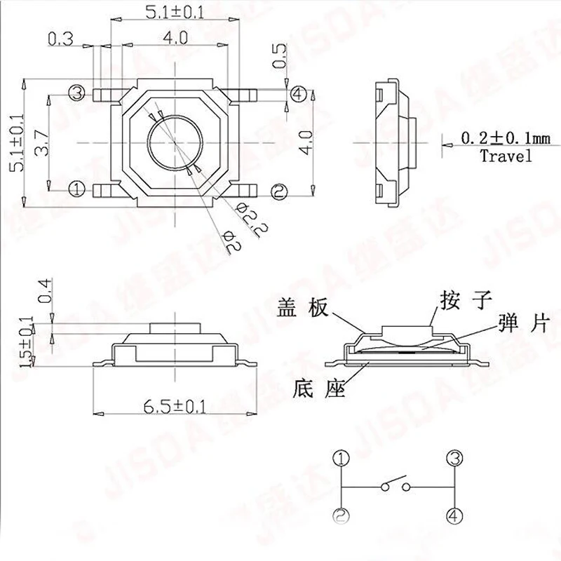 1,5 шт./1,5 шт. 4*4*2000 переключатель 4X4X1,5 четыре-pin Медь Micro Key waterproof 5*5*500 ЖК-экран Бесплатная доставка