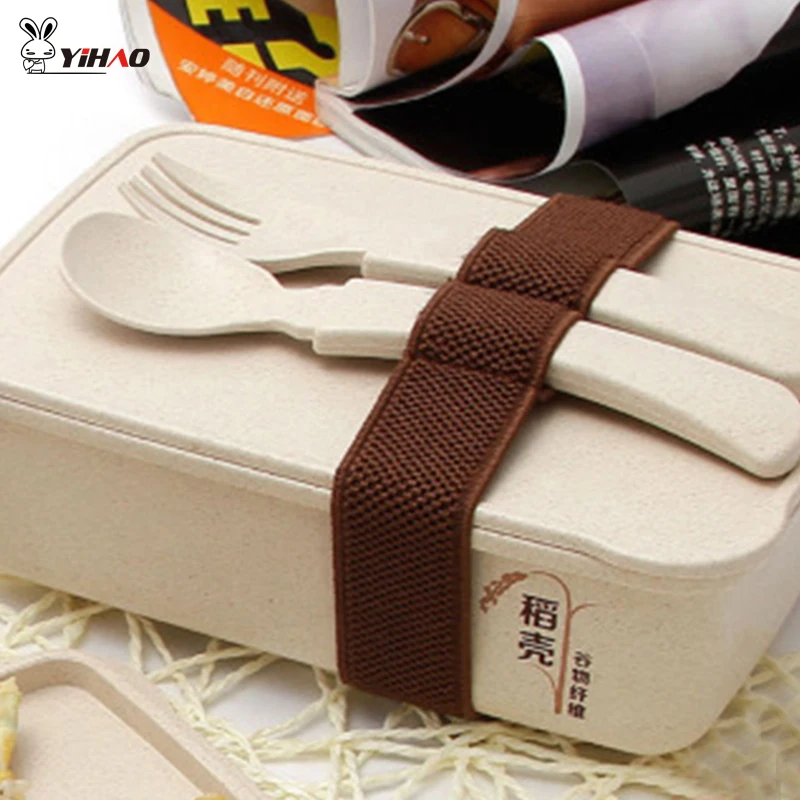 

YIHAO High Quality Hot Sale Single Layer Microwave Lunch Box Eco-Friendly Thermal Insulation With Spoon and Chopsticks Lunch Box