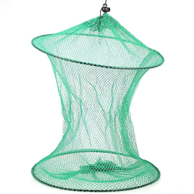 High Quality 2 Sections Green Nylon Fishing Net Foldable Catch Fish