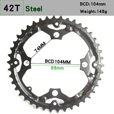 Передняя Звездочка шатун для горного велосипеда 22T 24T 32T 42T 44T для езды на велосипеде из стали - Цвет: 42T Steel