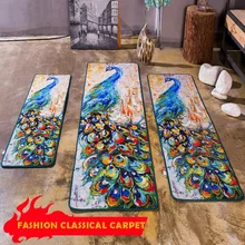 Современная классическая картина маслом павлин узор прямоугольный ковер моющийся нескользящий ковер кухня гостиная прихожая коврик