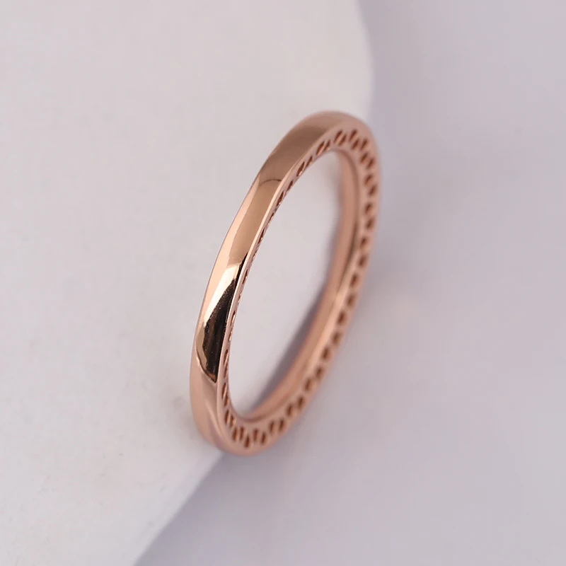 

Authentic 925 sterling Silver Rose Gold Enamel Hollow Design Ring Compatible With European Jewelry