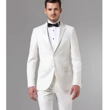 Нотч две кнопки Классический костюм из мужской костюм s для свадьбы невеста Жених(куртка+ брюки+ жилет+ галстук-бабочка) белый мужской костюм