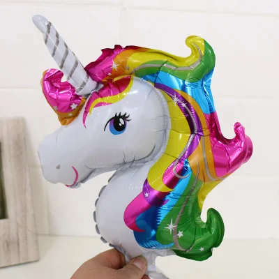 1pcs/lot Giant Unicorn Balloon Purple Colorful Rainbow Fantasy Horse Party Girls Ballons Birthday Party Animals Foil Balloon Pet - Цвет: 44X33CM