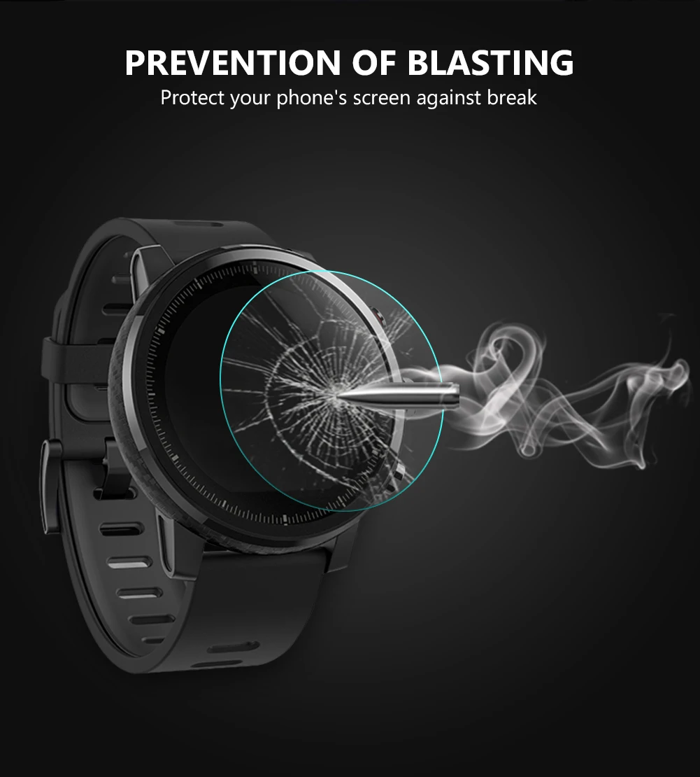 Ультрапрозрачная Защитная пленка 2.5D из закаленного стекла диаметром 35-46 мм для Xiaomi Huami Amazfit Sport Smart Watch