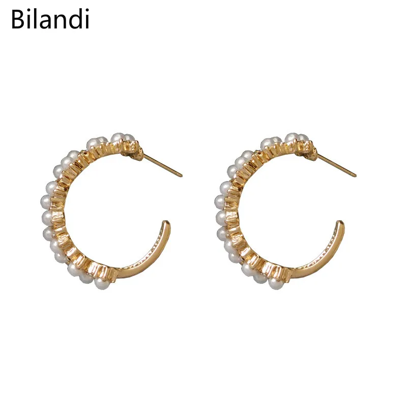 

Fashion Jewelry Newest Design Hoop With Acrylic Pearls Earring For Woman