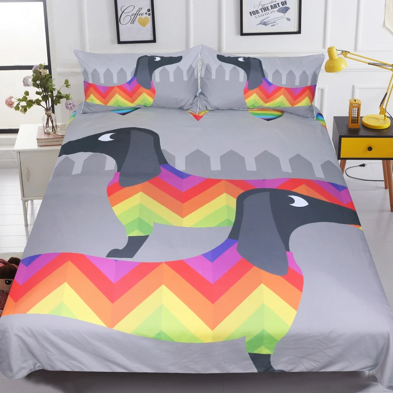beddingoutlet dachshund sausage duvet cover set cute rainbow puppy dachshund bed sheets