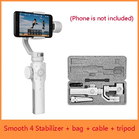 Zhiyun Smooth 4 3-осевой ручной шарнирный стабилизатор для камеры для iPhone X 8 7 Plus 6 Plus samsung Galaxy S8+ S8 S7 S6 S5, гладкая 4 - Цвет: only smooth 4 white