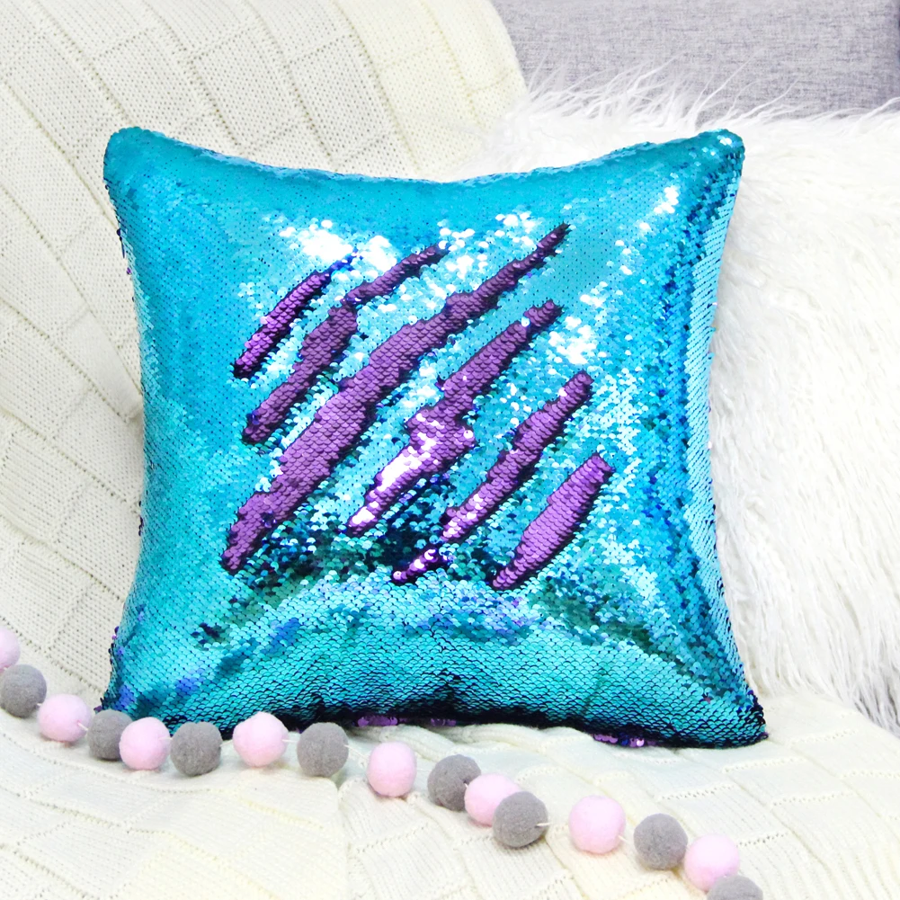 

Icosy Home DIY Shining Mermaid PillowCase With Shining Magical Color Changing Reversible Pillow Case Cushion Cover Ship From USA