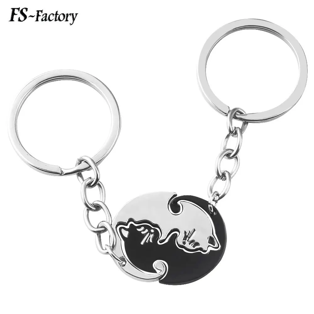 Lover White Black Cat Personality Pendant Keychain Key Jewelry Men Women Charm Lover White Black Cat Personality Pendant Keychain Key Jewelry Men Women Charm