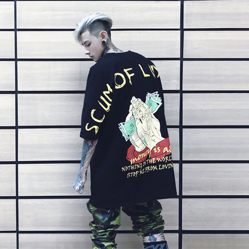 

Hip Hop T Shirt Fashion Men Streets Oversize DJ Tees Shirts Us size S-XL