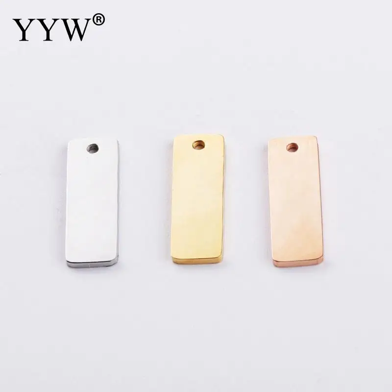 

10pcs/Bag Wholesale Rectangle Pendant Men Stainless Steel Stamping Blank Pendant Necklace Jewelry Findings 6x18mm