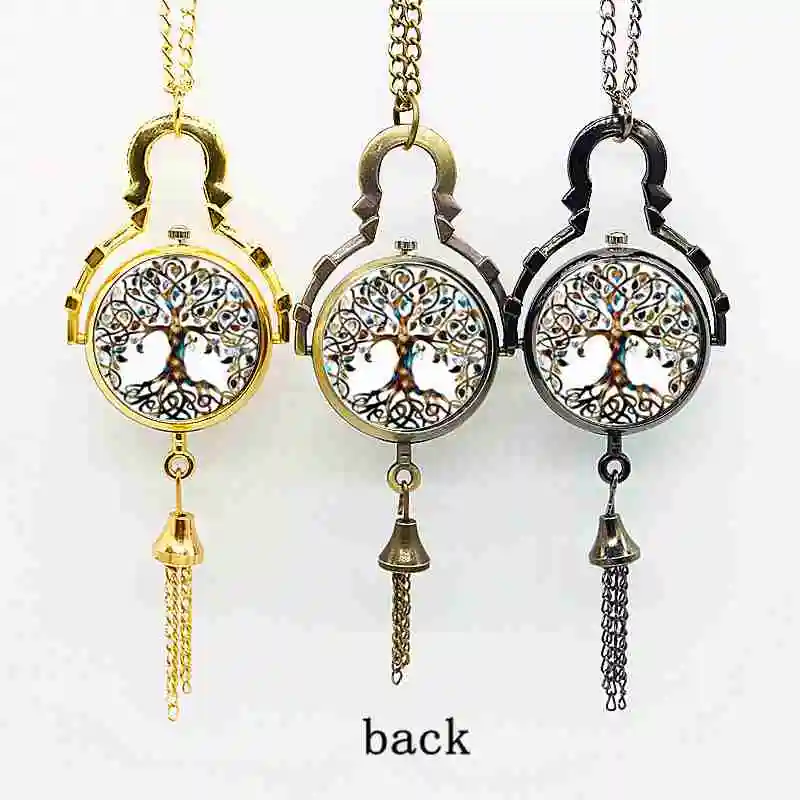 Мода Древо жизни цепи Дизайн световой карманные часы Цепочки и ожерелья Для женщин украшения светящиеся кулон цепочка подарки tps017