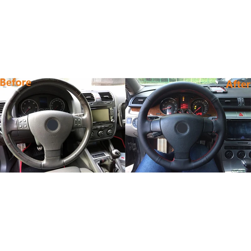 MEWANT черная натуральная кожа брикет для Volkswagen Golf 5 Mk5 VW Passat B6 Jetta Tiguan 2007 2011