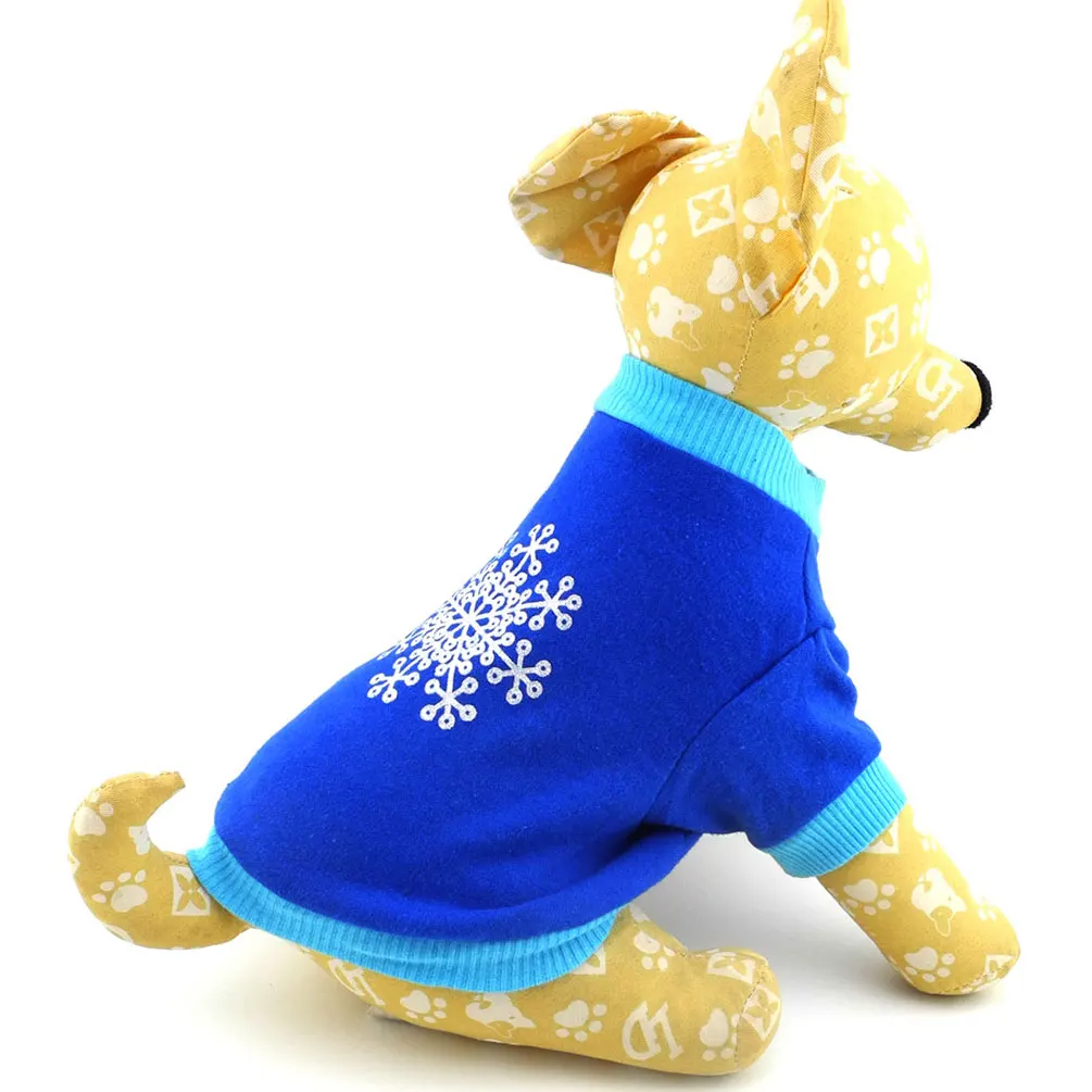 Одежда для маленькой собаки для мальчиков Рождественский Костюм Снежинки рубашка синий XS-L