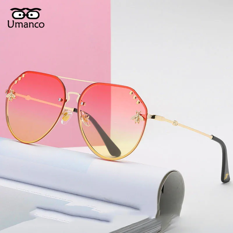 Umanco, модные женские солнцезащитные очки с маленькой Пчелкой, цветные очки с заклепками, женские и мужские очки для путешествий на открытом воздухе, UV400