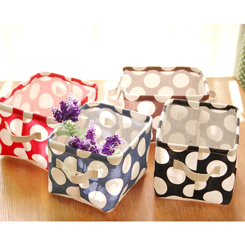 

Cotton Linen Desktop Storage Basket Sundries Storage Box Small Cute Table Storage Basket Space-Saving Bags Organizer