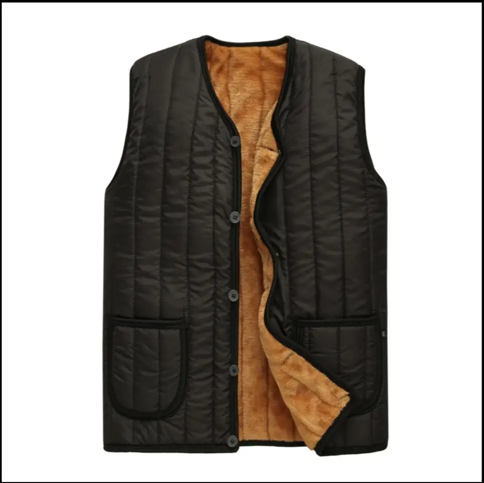 

L-4XL Winter New Black Faux Fur Vest Men Sleeveless Old Man Jacket Coats Warm Waistcoat Male Warm Vest Gilet Father Outerwear