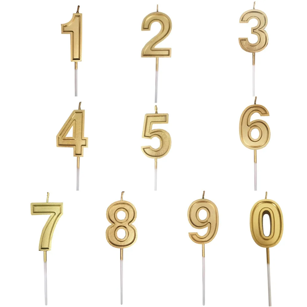 

1PCS Gold/Rose Gold Number Birthday Numeral Candles cake Party Decorations Adults/Kids 0-9 Number uninflated Candles Decor