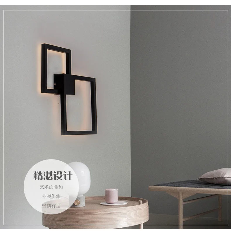 Модный креативный геометрический квадратный светодиодный настенный светодио дный светильник в скандинавском стиле для спальни и ванной