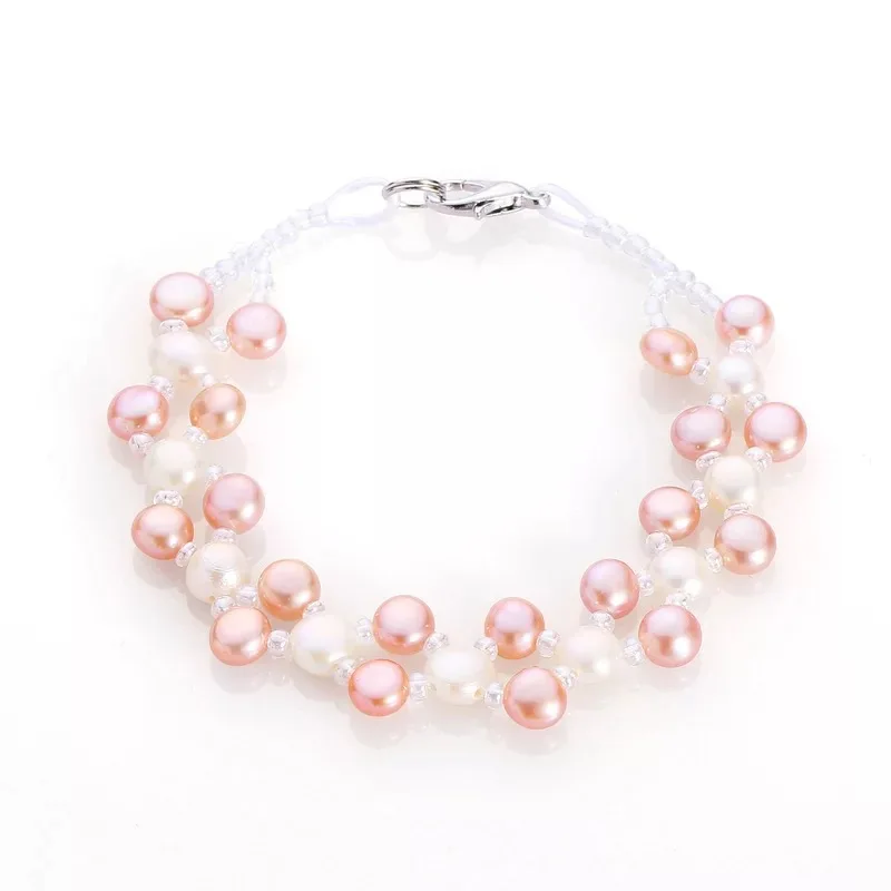 100% Natural Freshwater Pearl Bracelets Natural Pearl Bracelet for Women Cuff Bangles Wrap Beads Bracelet