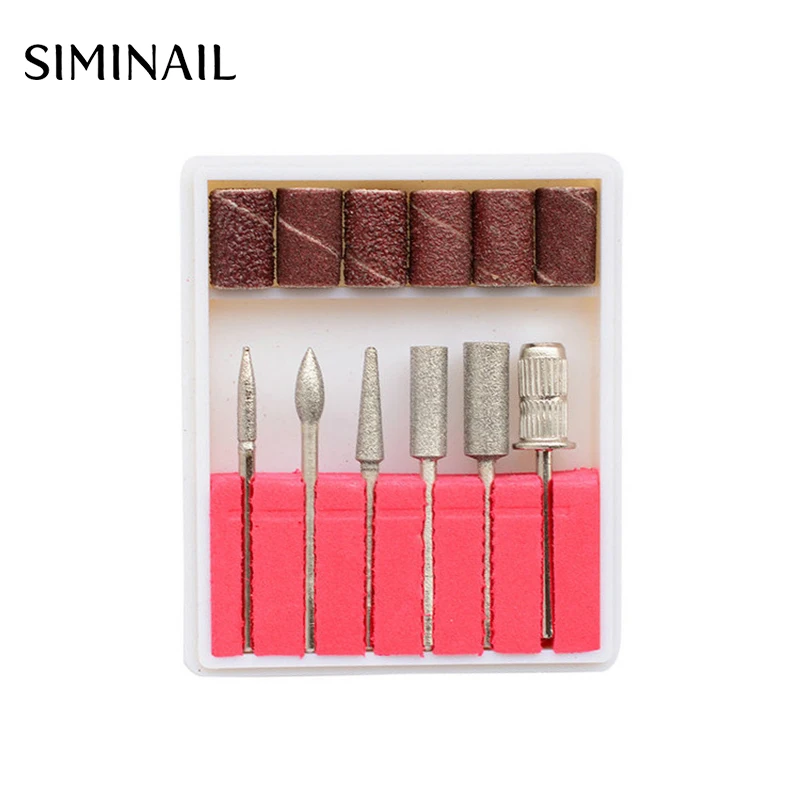 

SIMINAIL 6 PCS Drill Bits Nail Art Sanding for Electric Nail File Machine Replacement Polishing Shaping Metal Bits with Box