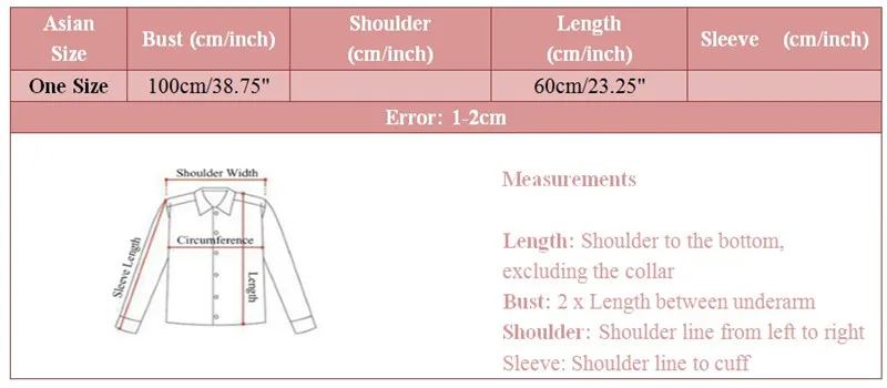 AO1617 Sizechart