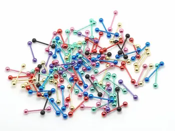 

5mm ball stainless steel tongue ring mix color body piercing jewelry barbell dumbell earring 100pcs mix colors