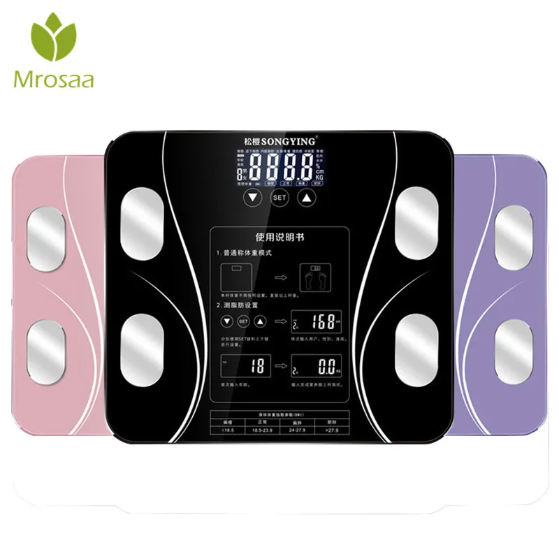 Цена Умные весы BMI для тела, цифровой Вес человека, напольные весы, ЖК дисплей, индекс тела, электронные весы, Товары для ванной