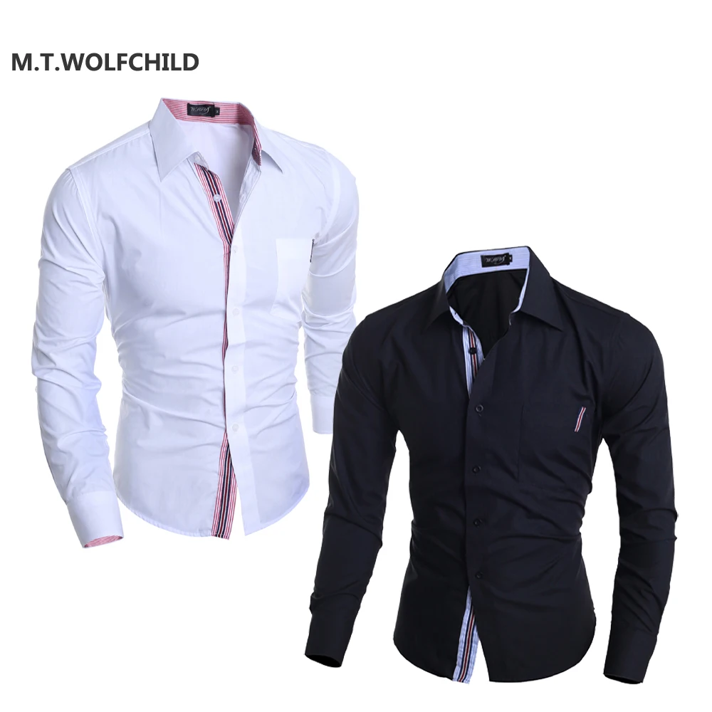 M T WOLFCHILD 2017 new fashion style font b mens b font lapel collar slim font