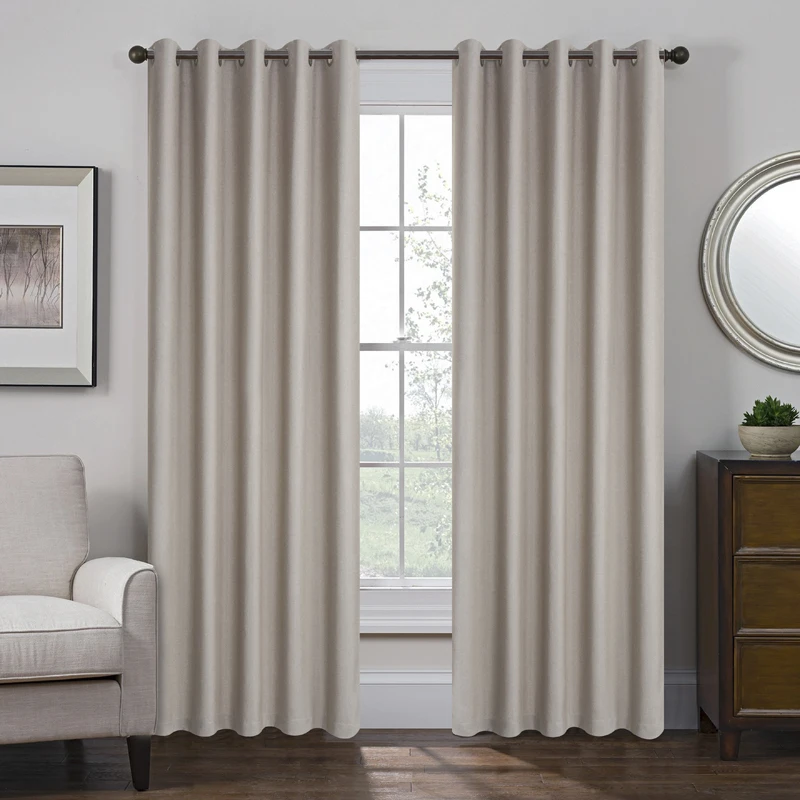 SIFAN 75%-85% Shading Faux Linen Blackout Curtain for Living Room Bedroom Modern Style Solid Color Window Curtain 2