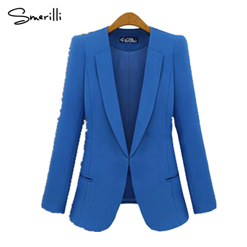 2018 Autumn Fashion Women Notched Blazers Solid Color Slim