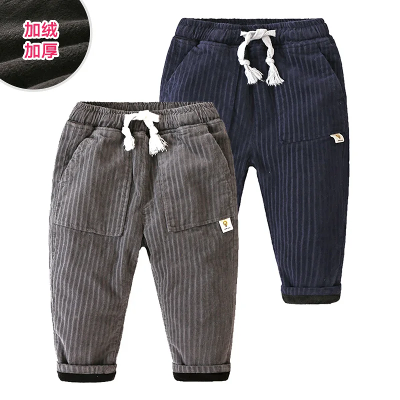 

Baby striped trousers 2018 winter new boy pants thickened trousers