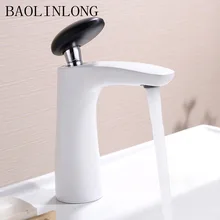 BAOLINLONG Paint White Basin Bathroom Faucets Brass Deck Mount Vanity Vessel Sinks Mixer Brass Faucet Tap kemaidi new arrival bathroom faucet round paint golden bowl sinks vessel basins washbasin ceramic basin sink