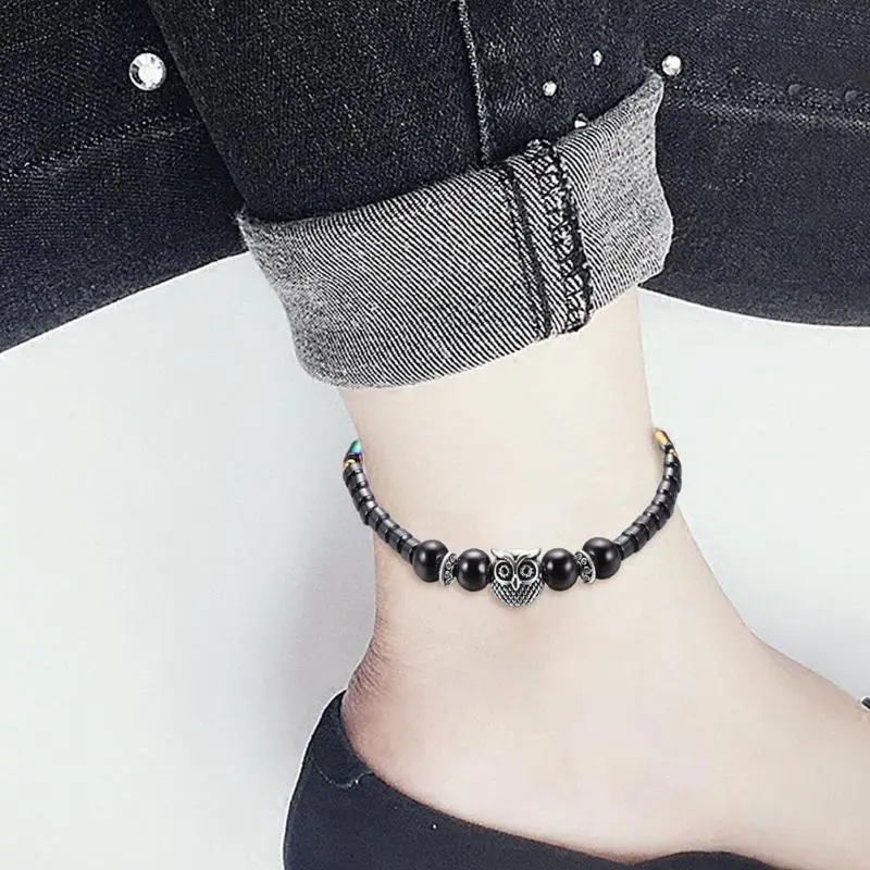 Weight Loss Magnet Anklet Colorful Stone Magnetic Therapy Bracelet Anklet Owl Weight Loss Product Slimming Health Care jewelry