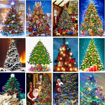 

Diamond Embroidery Santa Christmas Tree DIY Diamond Painting Cross Stitch Picture Rhinestones Full square Diamond Mosaic wedding