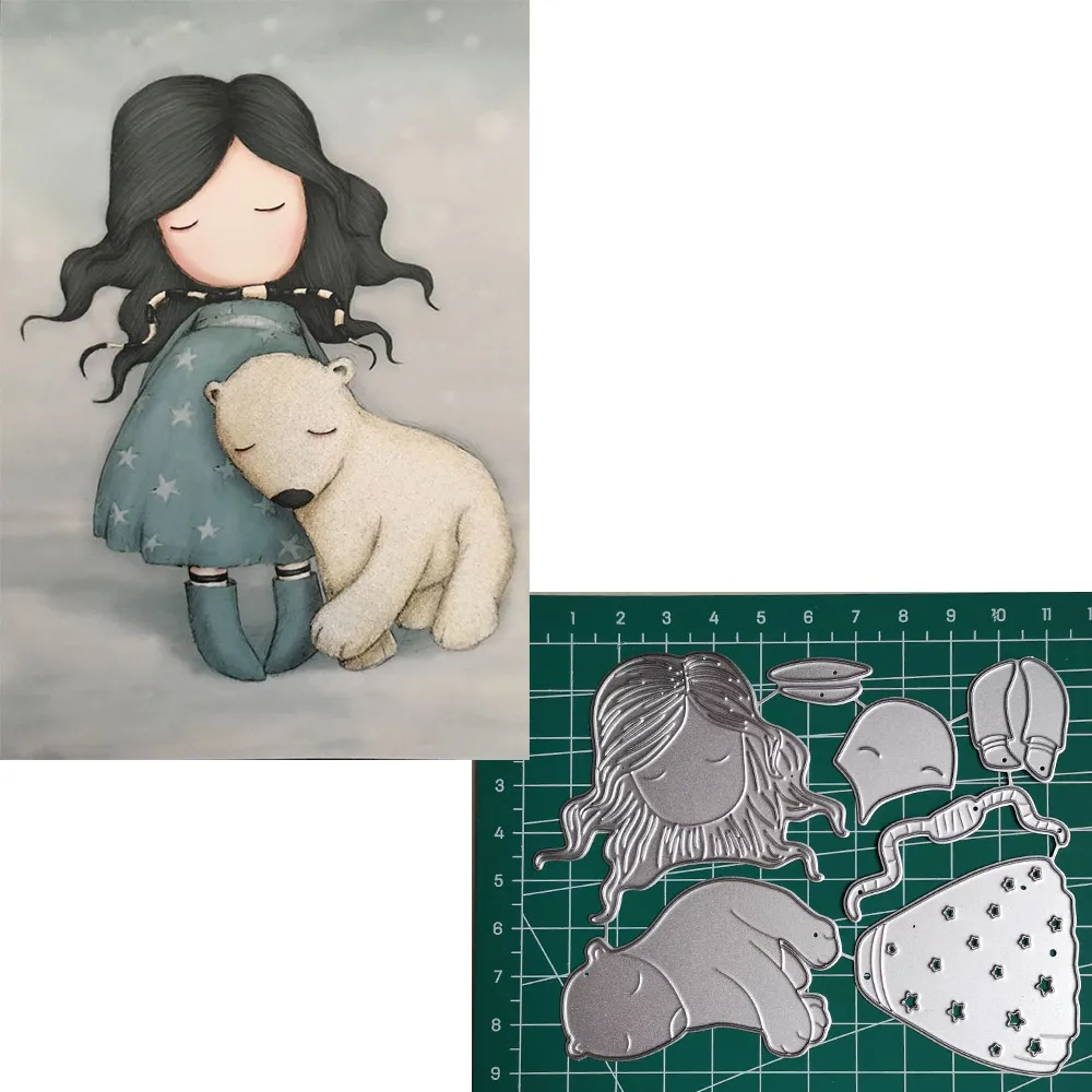  Bear Girl Metal Cutting Dies 2019 Scrapbooking Craft Dies Cut Stamps Embossing Stencils Invitation  - 33031376999