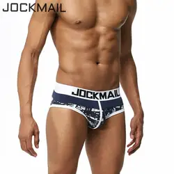 JOCKMAIL брендовые пикантные мужские нижнее белье Трусы-слип homme дышащий хлопок Принт низкий рост U выпуклые член Мужской трусики для геев