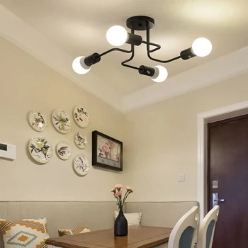 

Retro Industrial Loft Nordic Pipe Wrought Iron Ceiling Light 4 Heads Lamp for Home Decor Restaurant Dinning Cafe Bar Room