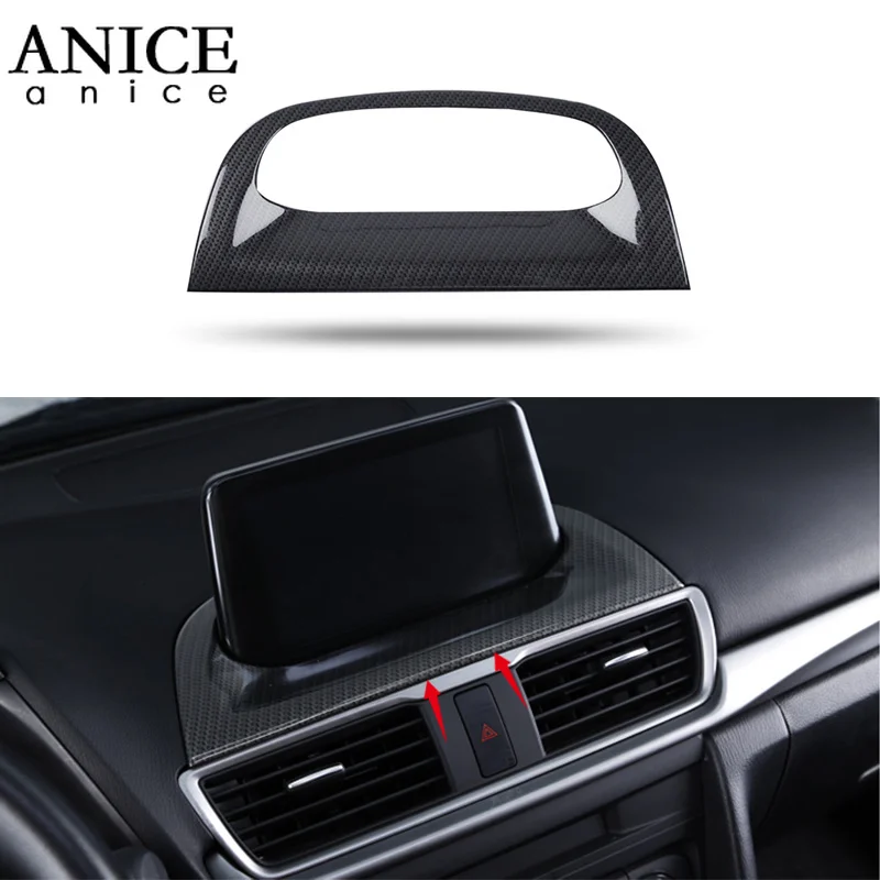 

1PC Carbon fiber color ABS Center Control Strip Cover Trim Fit For MAZDA3 M3 AXELA 2017-2018 water transfer printing